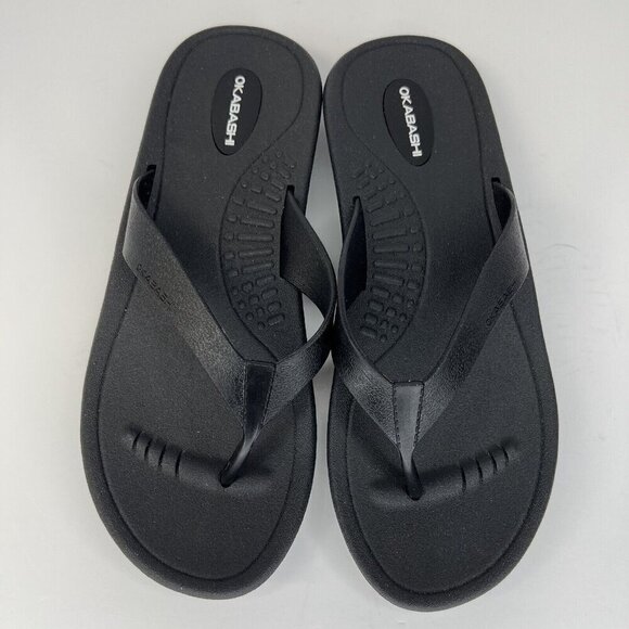 New Okabashi Maui Black Classic Contour Sole FlipFlop Beach Sandals Size Medium - Picture 3 of 9